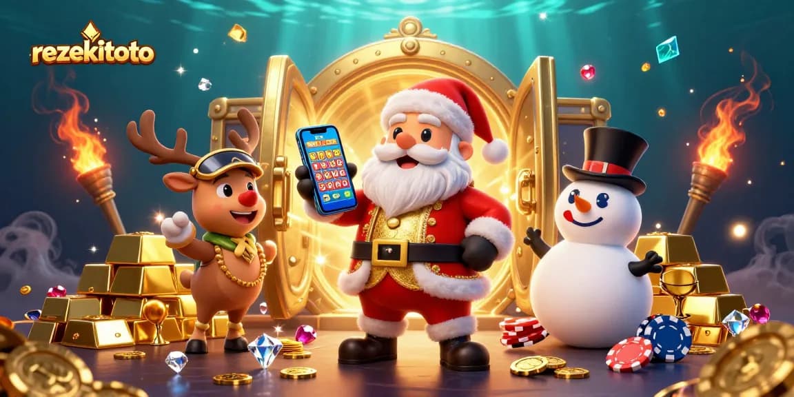 Engage in thrilling gameplay moments at REZEKITOTO with festive characters and jackpot excitement!