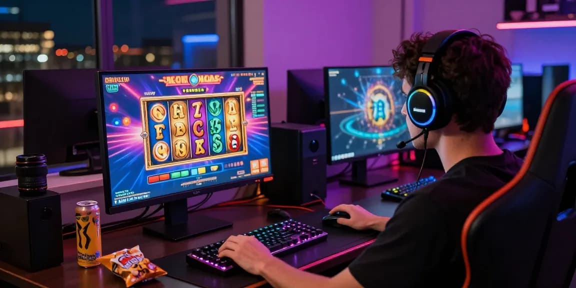 Pengguna slot88 bermain game slot online dengan fokus dan suasana modern.