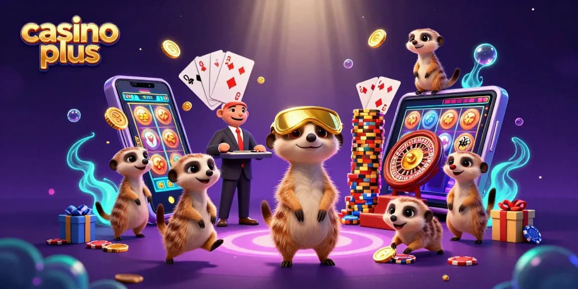 Engaging scene of meerkats conducting lively operations at casino plus with vibrant gambling elements.