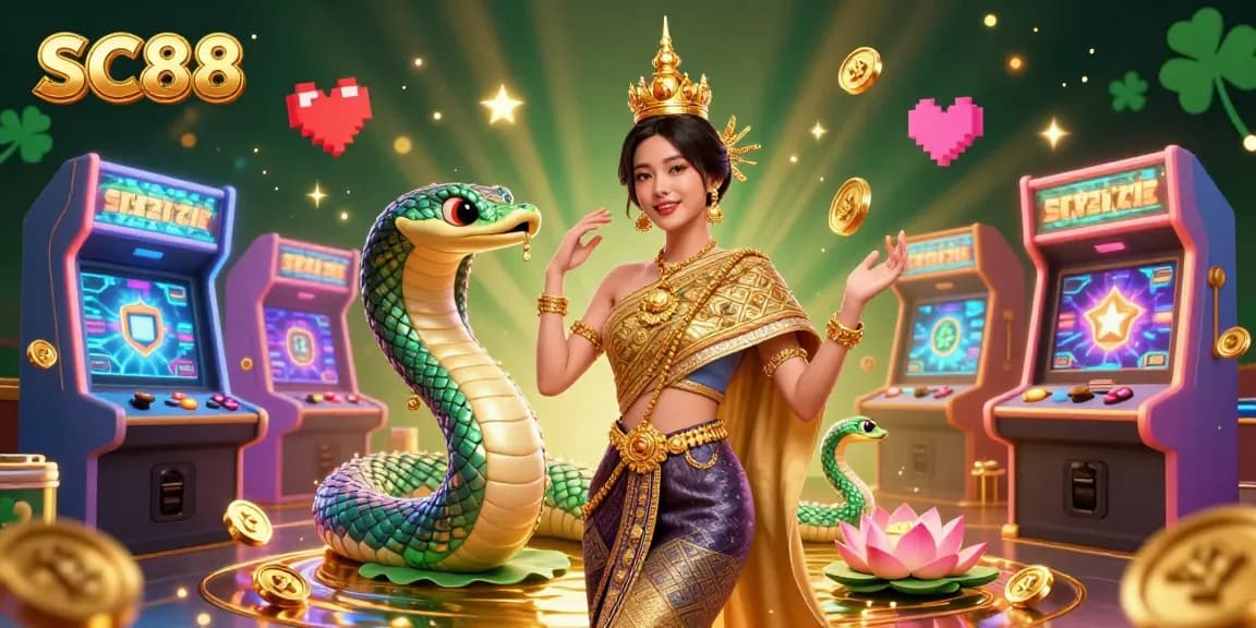 Engage in the vibrant world of SC88 casino games with a colorful 3D illustration featuring exotic characters and gaming elements.