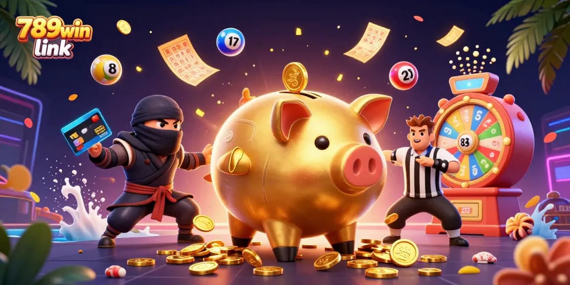 Engage with fun casino games at 789win link, illustrated with vibrant jackpots and dynamic characters.