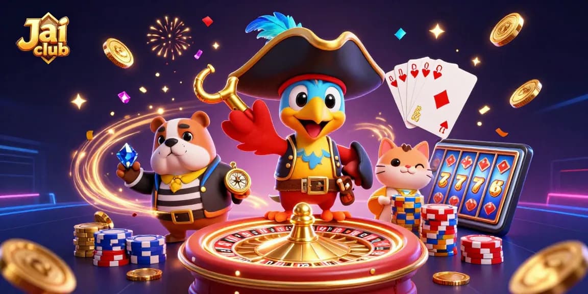 Spin and win at Jai club with casino games featuring a parrot captain and a bulldog!