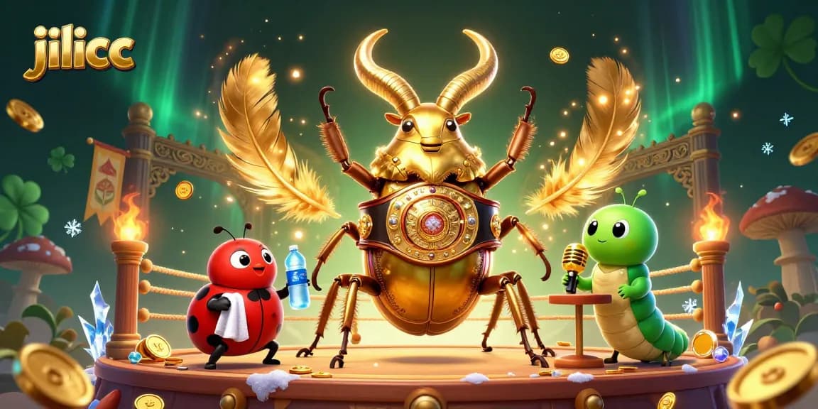 Engage in thrilling action on jilicc with a giant stag beetle boxing champion amidst vibrant casino elements.
