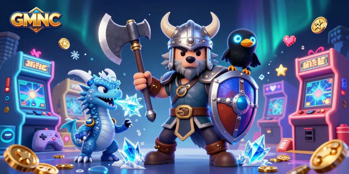 Experience GMNC's Viking adventure in vibrant, action-packed digital art.