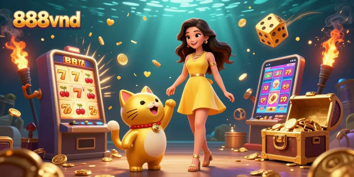 Experience excitement at 888vnd with vibrant slots, cheerful characters, and captivating casino elements.