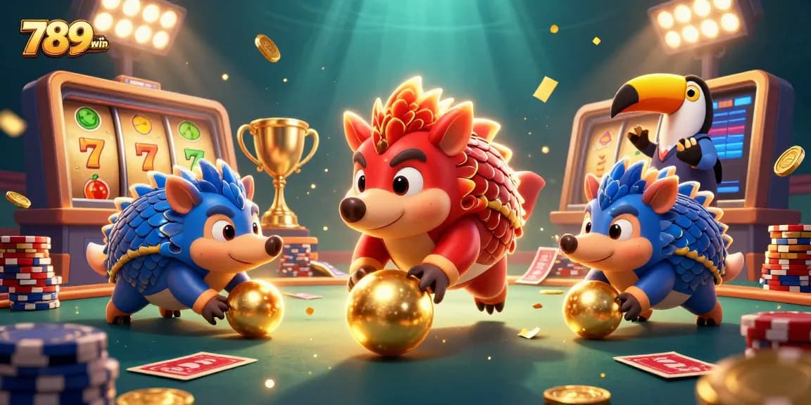 Experience the thrill of 789win with pangolins rolling into jackpots amid colorful casino action.