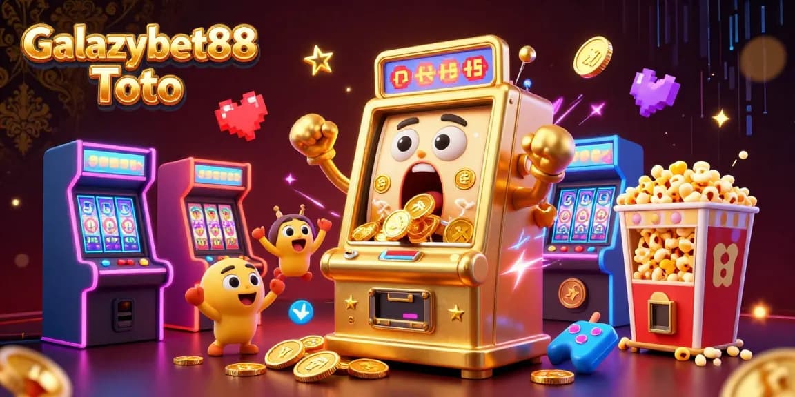 Engage with exciting wins at Galaxybet88 Toto, featuring golden slot machines and dynamic gaming elements.