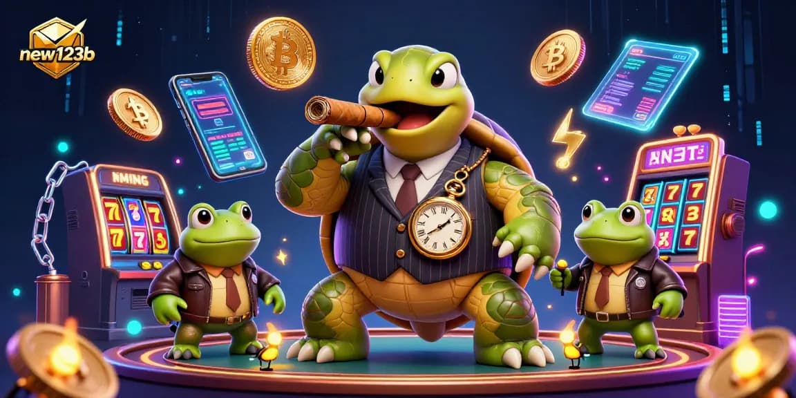 Win big at new123b with dynamic casino elements featuring a snapping turtle and bullfrog enforcers.