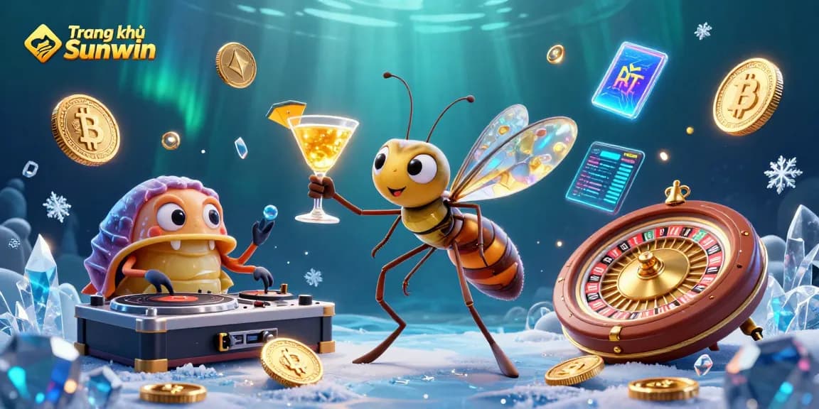 Experience the excitement of Trang chủ Sunwin with a cartoon-themed casino illustration featuring unique characters and vibrant game elements.