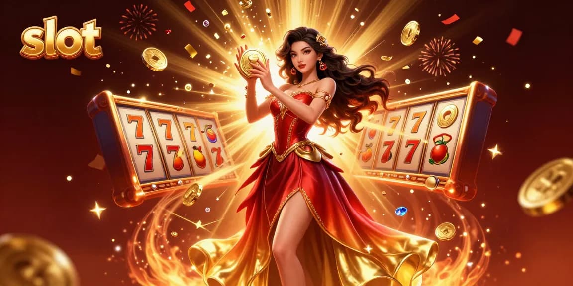 Ikuti permainan slot yang mendebarkan dengan simbol yang berwarna-warni dan hadiah emas dalam suasana kasino yang menarik.