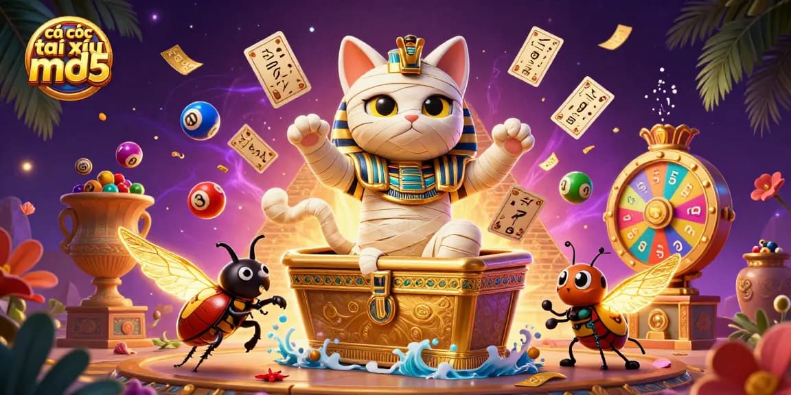 Experience the excitement of cá cược tài xỉu md5 in a vibrant pyramid casino scene.