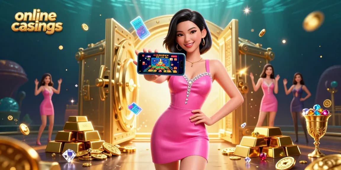 Engage with online casinos through a stunning illustration of a woman playing live dealer games.