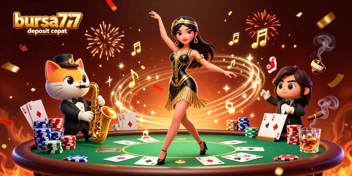 Engage with the exhilarating bursa777 deposit cepat experience featuring vibrant casino elements and lively characters.