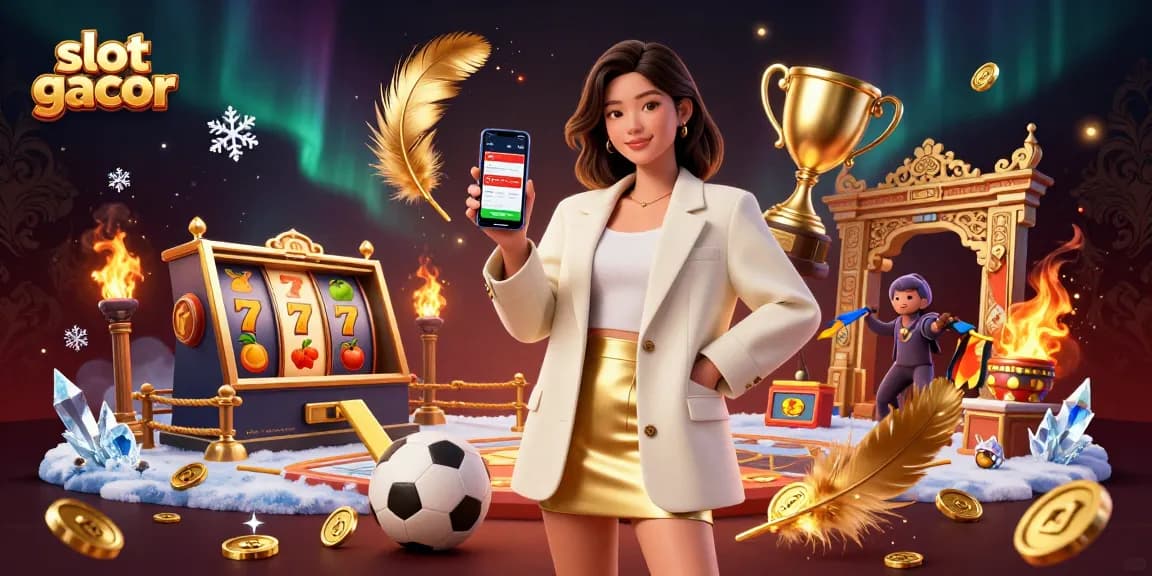 Experience the thrill of slot gacor gameplay with dynamic visuals featuring sports and casino elements.