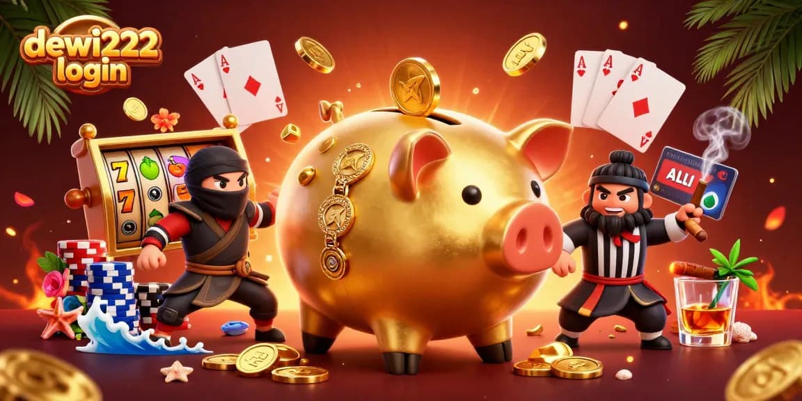 Masuk ke dewi222 login dengan tampilan kartun 3D berwarna cerah dan elemen kasino menarik.