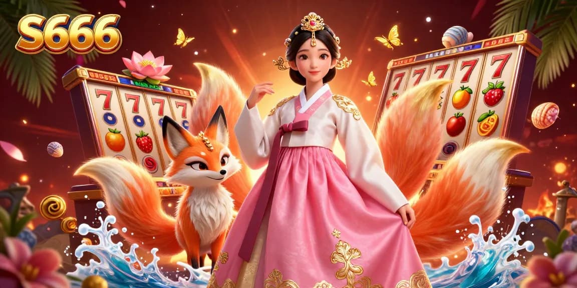 S666 offers a captivating slot gaming experience featuring vibrant slot reels and charming characters.