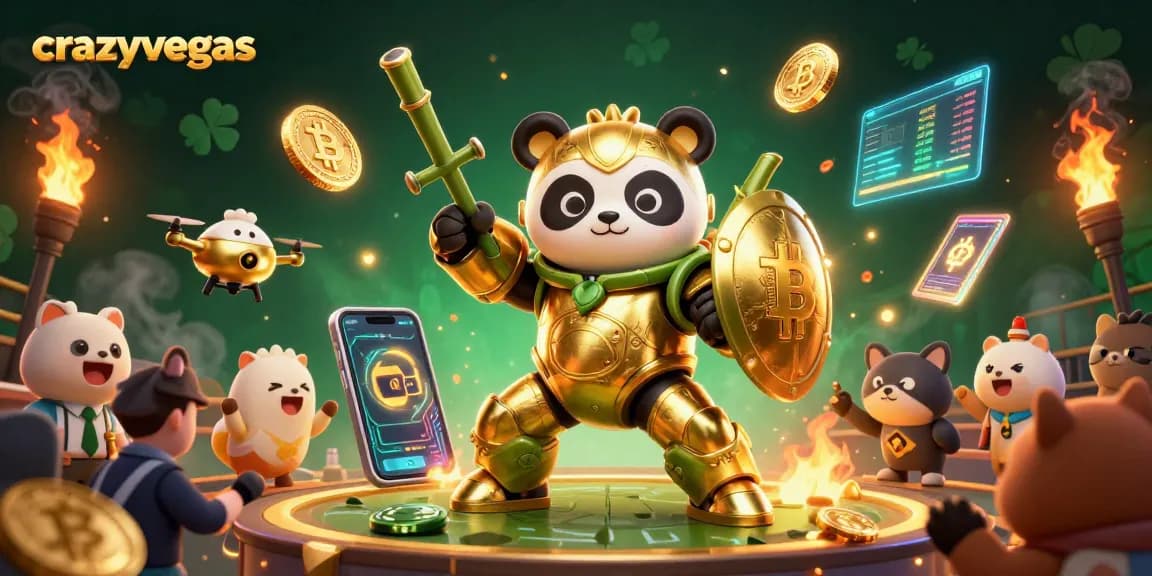 Engage in thrilling play at crazyvegas with a vibrant casino scene featuring dynamic characters and crypto elements.