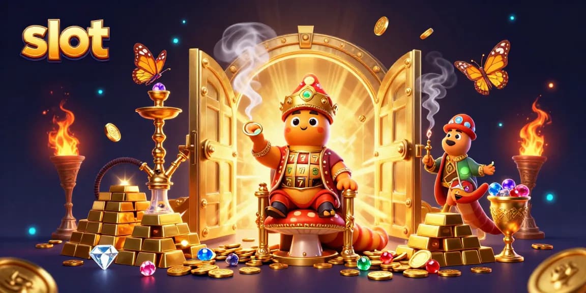 Experience thrilling slot action with vibrant 3D casino elements and sparkling treasures.