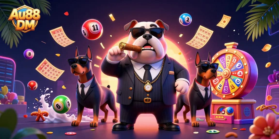 Win big at Au88 DM with exciting lottery elements and 3D cartoon characters showcasing a dynamic casino scene.