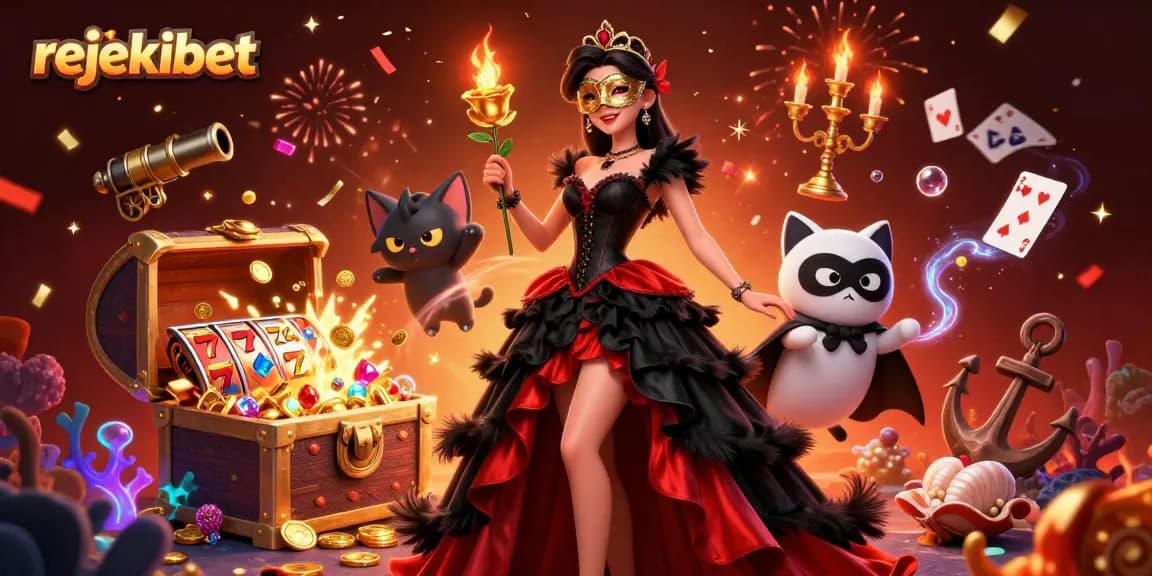 Win big with rejekibet slots, featuring a glamorous woman and dynamic gaming elements.