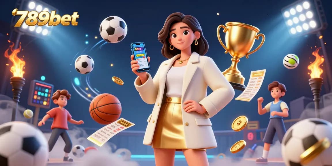 Bet on 789bet with a friendly Asian woman showcasing a sports betting app.