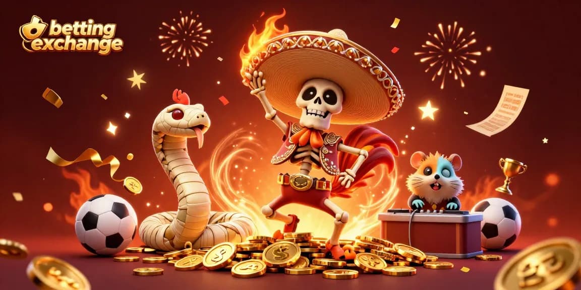 Experience the thrilling betting exchange excitement with our vibrant, action-packed 3D illustration featuring festive characters.