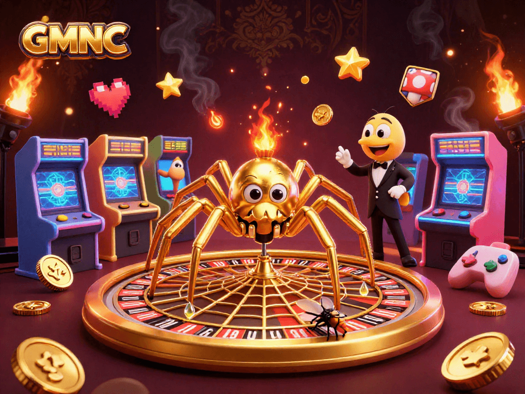Spin the roulette with GMNC in this vibrant casino-rich 3D illustration.