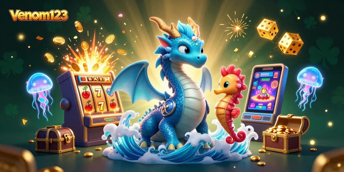 venom123 menyajikan slot jackpot yang berwarna-warni dengan naga laut dan ikan kuda berani.