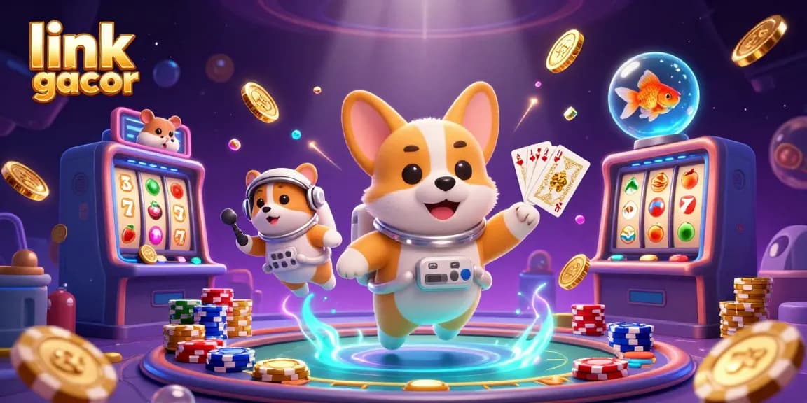 Memainkan slot gacor dengan suasana kasino luar angkasa, koin emas bertebaran di sekelilingnya.