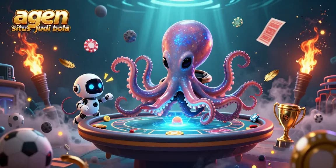 Engage with agen situs judi bola at an exciting sports betting scene featuring alien creatures.