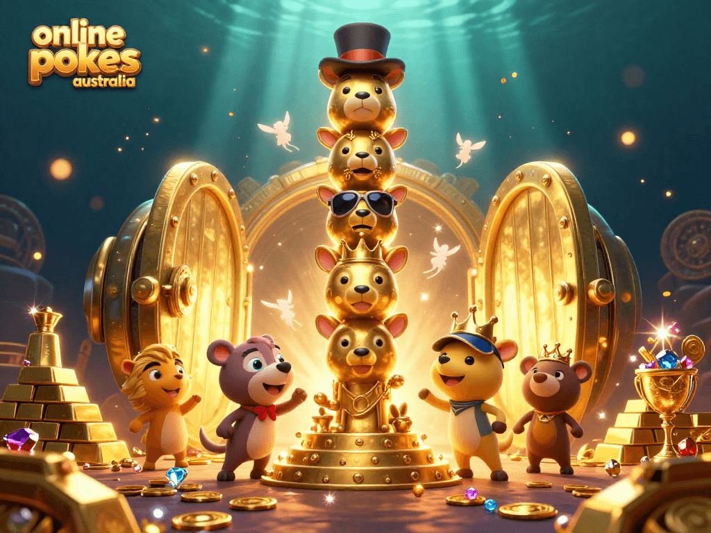 Play exciting online pokies Australia with vibrant totem and treasures bursting with gems.