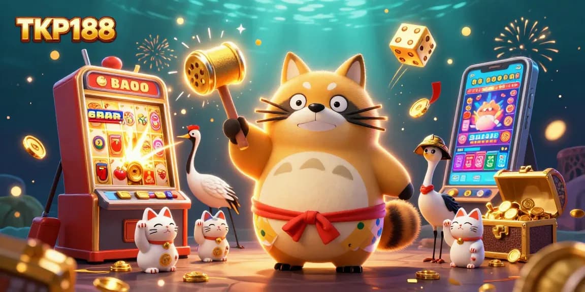 Experience excitement with TKP188 featuring colorful characters and dynamic casino elements in a vibrant slot scene.