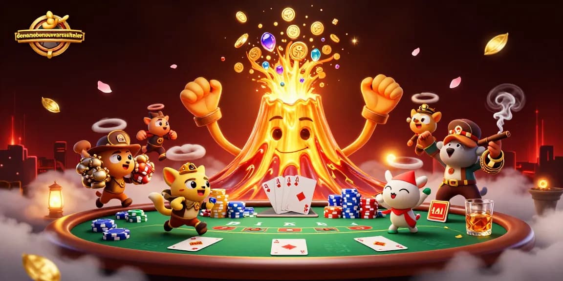 Experience unparalleled excitement with denemebonusuverensiteler; a 3D display of coins, volcano, and poker thrills.