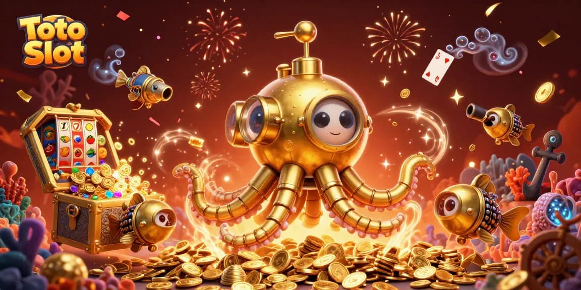 Menangkan Toto Slot dengan visual kaya dan elemen pilihan di lautan koin emas.