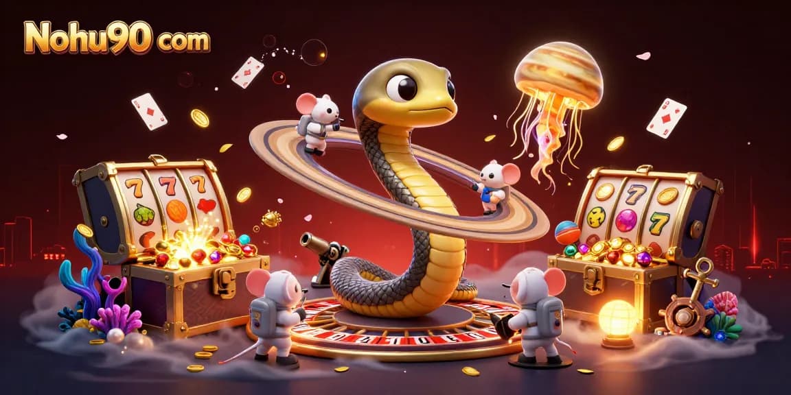 Experience thrilling jackpots at Nohu90 com with an exciting cosmic casino illustration!