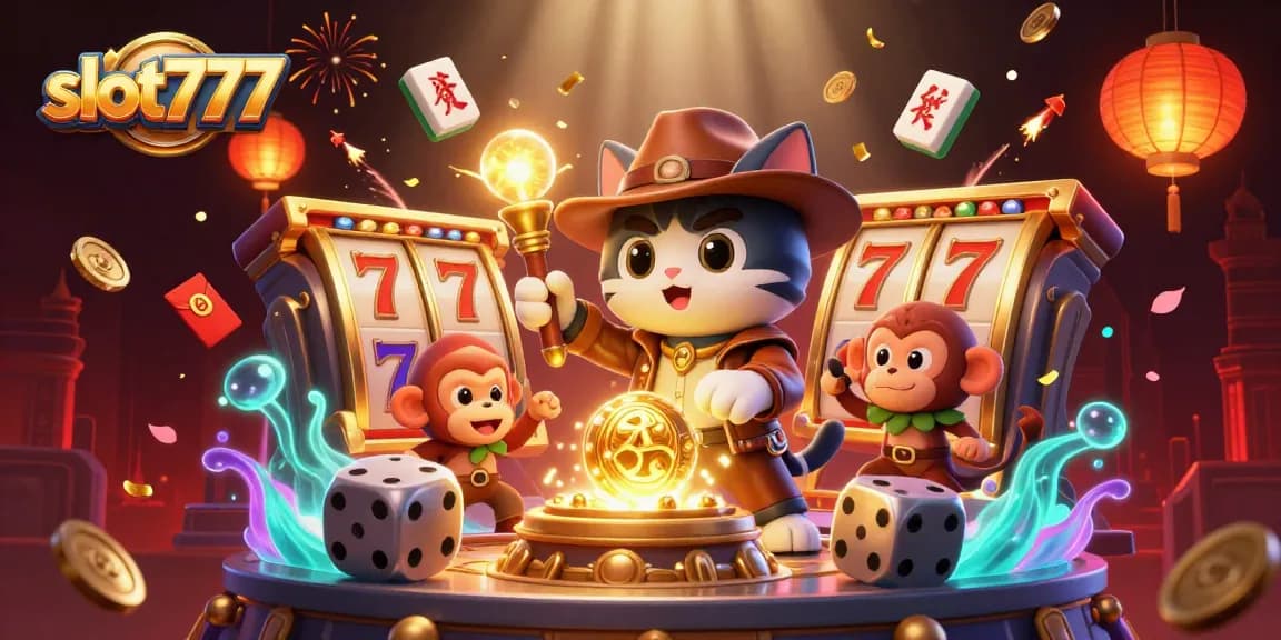 Menyaksikan slot777 dengan karakter kucing arkeolog berpetualang menemukan artefak kasino berharga, dalam suasana yang kaya.