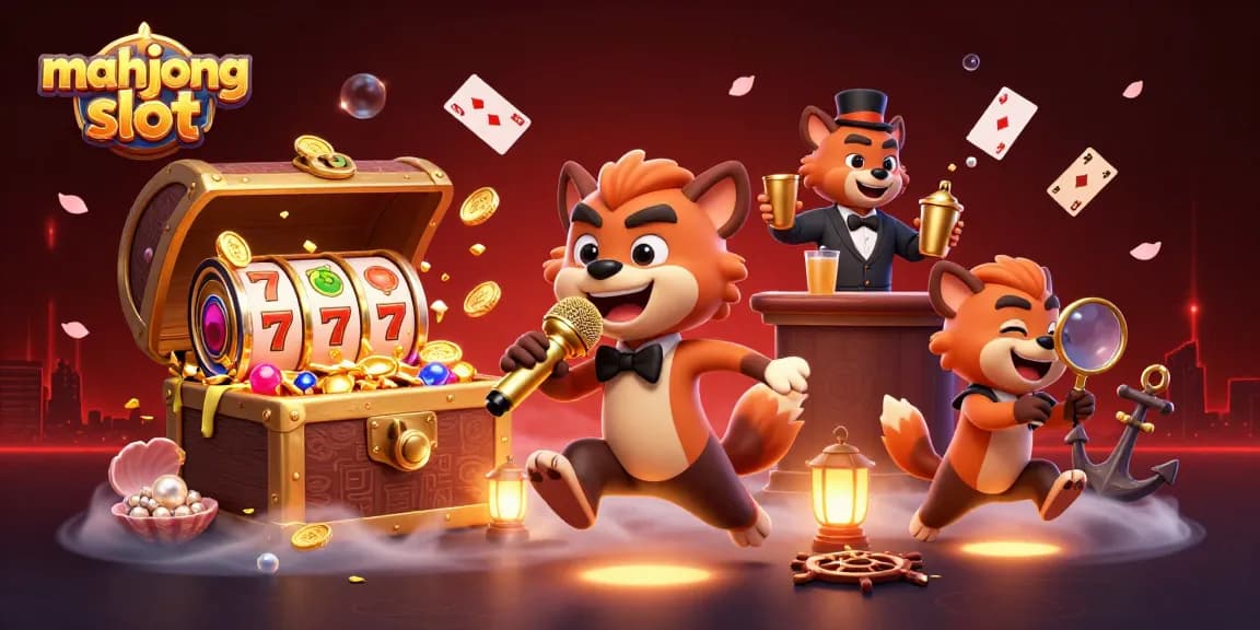 Engage with gamified fun at the mahjong slot casino club featuring lively hyenas.