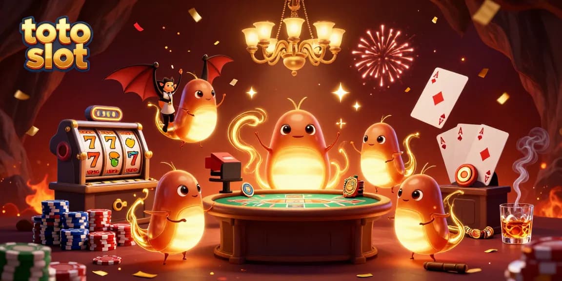 Experience thrilling toto slot excitement amid vibrant glowing creatures in a unique cave casino!