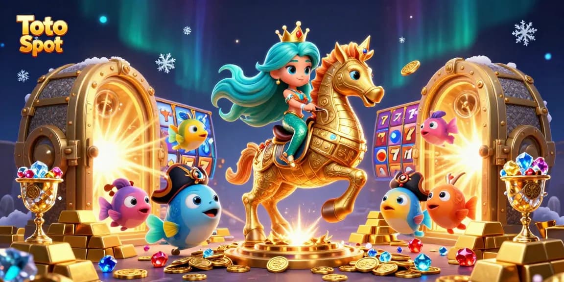 Toto Slot offers an engaging depiction of a whimsical casino scene featuring a colorful mermaid and vibrant game elements.