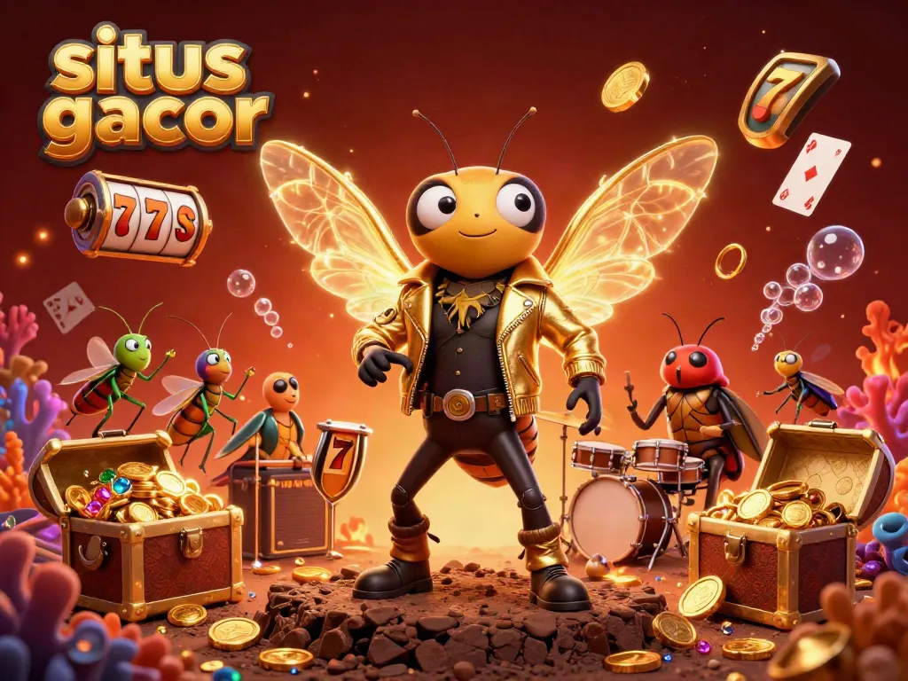 Slot gacor menarik dengan cicada rock star dan elemen permainan kasino menyenangkan.