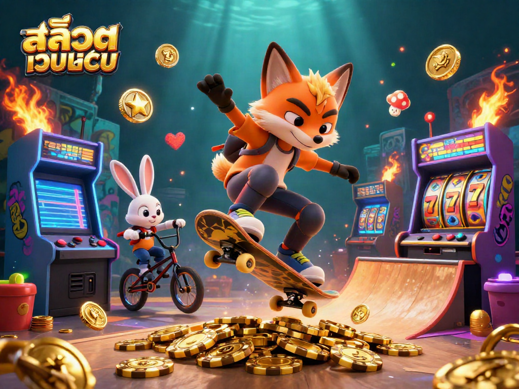Engage in the excitement of สล็อตเว็บตรง with vibrant characters and casino elements in action.