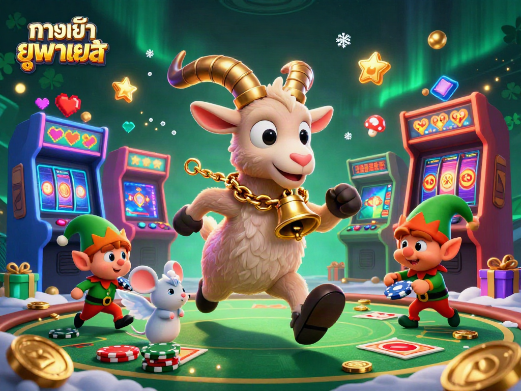 Bet on ทางเข้า ยูฟ่าเบท at a vibrant casino scene with festive characters and gaming elements.
