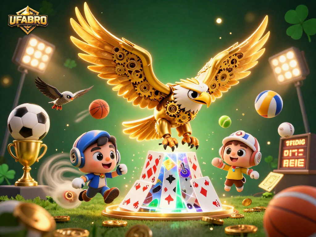 Experience the thrill of UFABRO with a 3D golden eagle diving through dynamic betting elements.