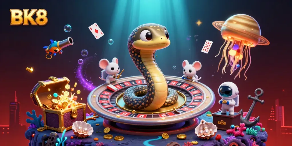 Place bets in an exciting BK8-themed cosmic casino with vibrant and engaging visuals.