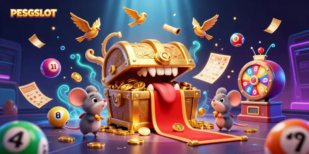 Menangkan permainan di PESGSLOT dengan petualangan koin emas dan bola lotere berwarna-warni.