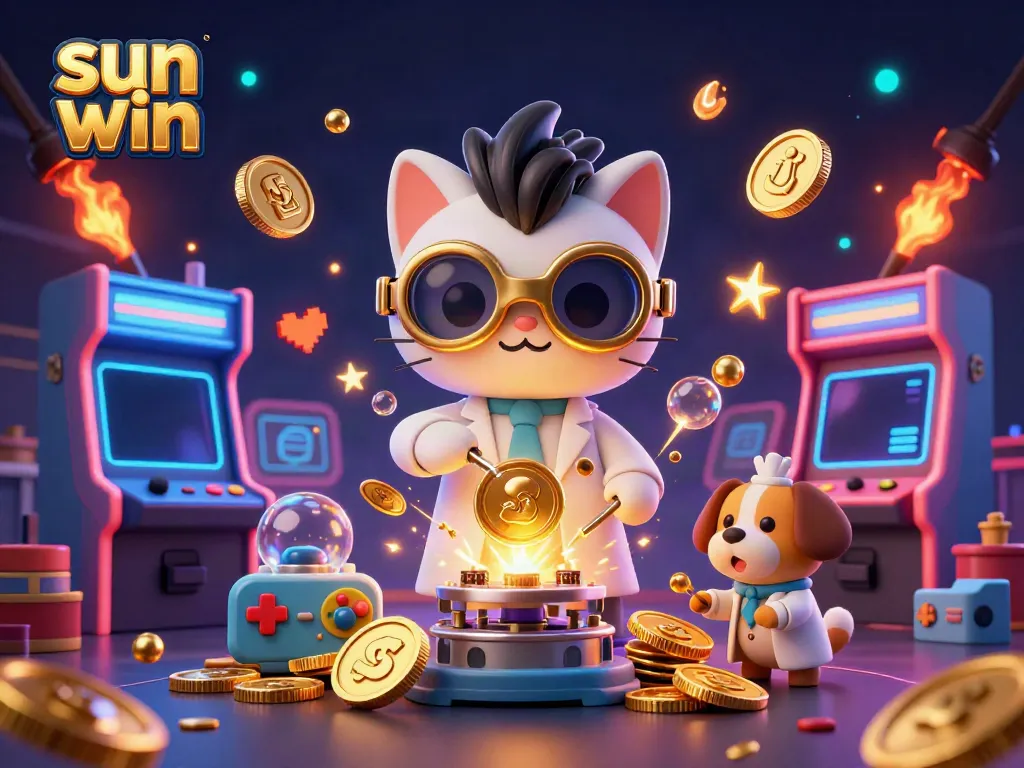 Experience thrilling wins with the captivating "sun win" casino scene featuring vibrant characters and sparkling gaming elements.