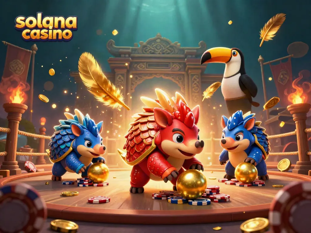 Experience thrilling gameplay at a solana casino with animated pangolins navigating poker chips.