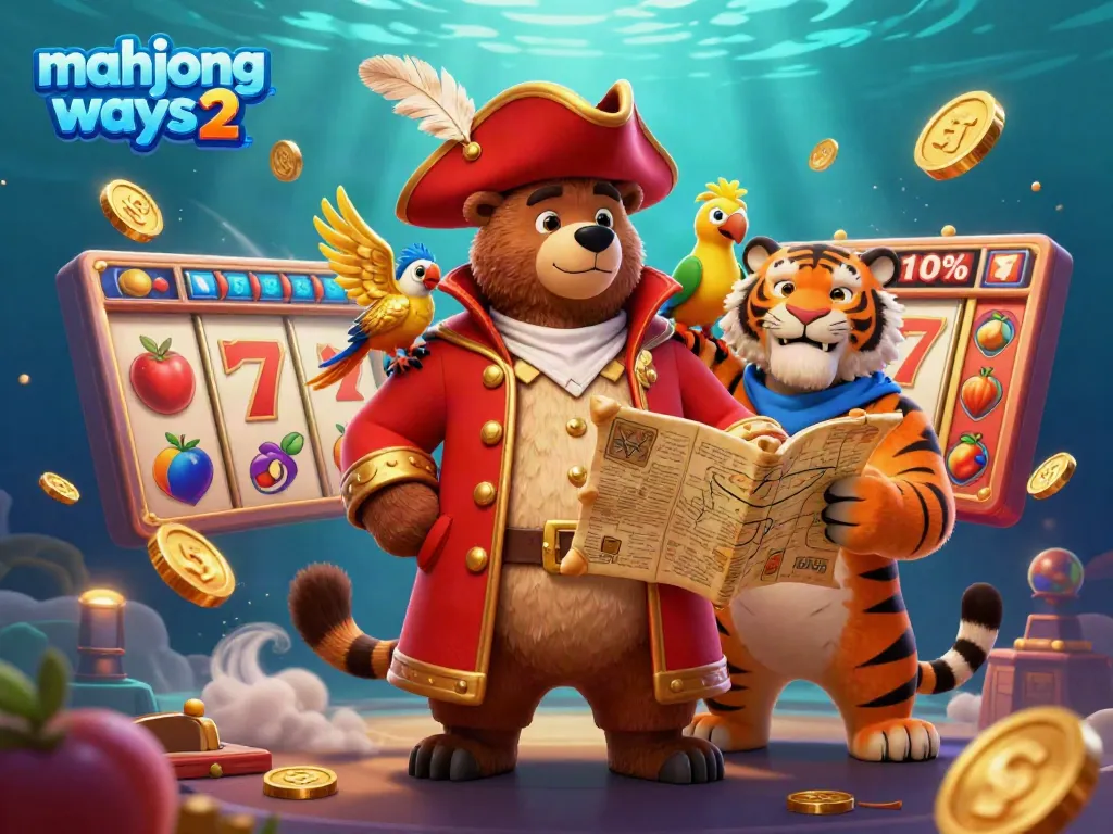 Experience thrilling gameplay with mahjong ways 2 as colorful slot reels and lucky symbols surround an adventurous scene.