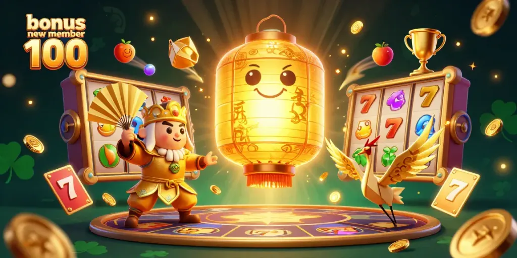 Exciting slot game atmosphere showcasing the bonus new member 100 with vibrant characters and dynamic action.