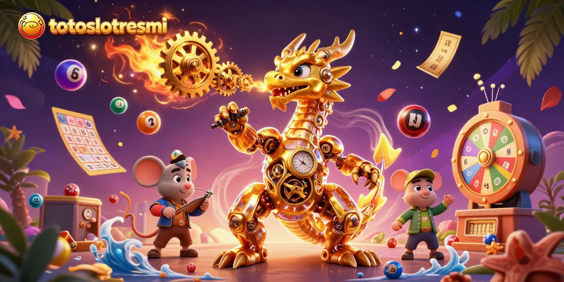 Experience thrilling gameplay at totoslotresmi, where a golden dragon breathes gears and luck abounds